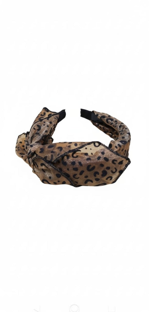 Figtree Leopard Print Lace Mesh Head Band (Brown)